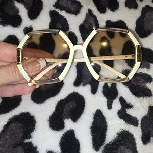 Tory Burch Cream and Gold Geometric Sunglasses
